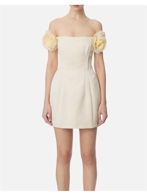 Abito in duchesse con fiori applicati ELISABETTA FRANCHI | ABT5152E2.193